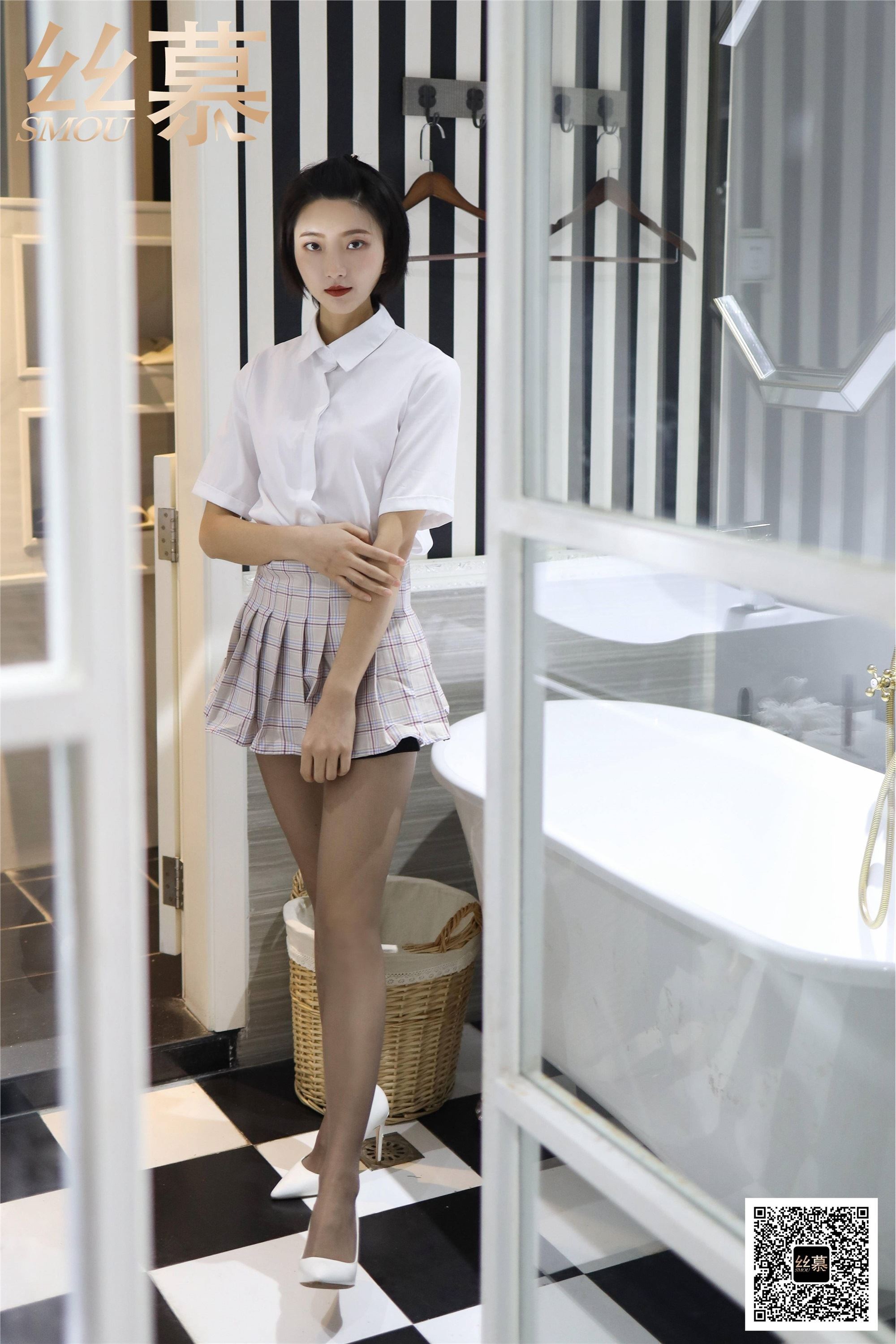 丝慕写真 SM418 天天一元 模特：佳佳《JK格子百褶裙》